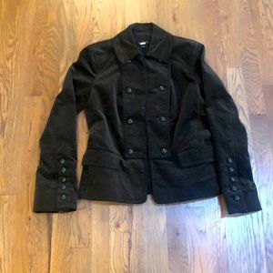 Talbots green velvet military jacket blazer